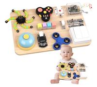 Wooden Busy Board for Kids Adults, 11 in 1 Sensory Fidget Toys for Stress Relief, Sensory Activity Board for Fine Motor Skills and Early Learning Travel Activities