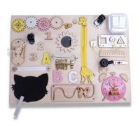 Wooden Busy Board For Toddlers, Early Education Sensory Board, Toys Novecrafto Pink Large
