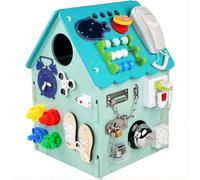 Wooden Busy Board Toy for Toddlers with Music Box, Storage Space, Switch, Sorter, Gears, and Clock - Enhances Life Skills and Fine Motor Skill Learning