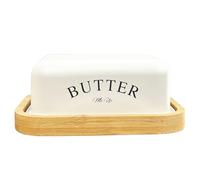 Wooden Butter Storage Dish with a Cream Metal Lid Modern Holder Kitchen Storage Container Box Serving