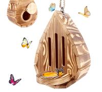 Wooden Butterfly House and Feeder, Hanging Butterfly House for Garden, Natural Butterfly Habitat with Butterfly Puddler for Outside Butterflies, Moths - Backdoor, Easy to Clean