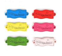 Wooden Button Coloured Waved Tag Shaped 2 Holes Sewing Accessory 100 Pcs, 49x19mm - Non Material, Multicolor DIY Craft Buttons for Home Textile and Knitwear