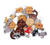 Wooden Buttons, Animal Shaped Creative Button,Cartoon Pattern Decorative Novelty Mixed Random Fashion Round 2 Holes Buttons for Sewing Crafting Scrapbook 25-30mm Pack of 50