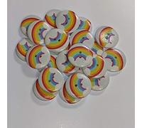 Wooden Buttons Various Patterns for Sewing | Crafting | Knitting | Clothes | Scrapbooking (20mm Rainbow with Clouds 2, 10)