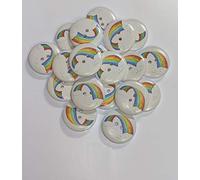 Wooden Buttons Various Patterns for Sewing | Crafting | Knitting | Clothes | Scrapbooking (25mm Rainbow with Clouds, 10)
