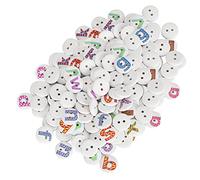 Wooden Buttons with English Letters, 200pcs 0.6in Mixed Paint Decoration Buttons for Clothes and Crafts - Natural Non Material, Versatile Use for Sewing and DIY Projects