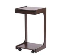 Wooden C-shaped Rolling Side Table with Storage Drawer Small Snack Couch Table on Wheels Modern Living Room Accent Table for Easy Mobility and nization