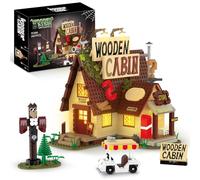 Wooden Cabin Mini Building Blocks Set with LED Lights, 1047 Pcs Forest Wooden Cottage Building Toy, Construction Building Blocks Kit for Adults, Teens & Fans 14+, No Compatible with Lego Sets
