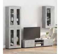 Wooden Cabinet Concrete Grey Made of Wood Material 50 x 29 x 100 cm with Lots of Storage Space, Modern Design for Living Room, Home Office or Lounge, Functional Storage with Door, Compartment and