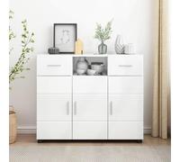 Wooden Cabinet High Gloss White 88.5 x 30.5 x 73 cm Wood Composite Sideboard with 2 Drawers Storage Furniture Living Room Lowboard Shelf Combination Storage Cabinet Wall Furniture