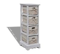 vidaXL Wooden Cabinet 3 Left Weaving Baskets White Storage Organiser Sideboard