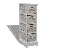 Wooden Cabinet with Weaving Baskets Storage Rack Drawer Cabint Shelving vidaXL