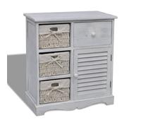 Wooden Cabinet with Weaving Baskets Storage Rack Drawer Cabint Shelving vidaXL