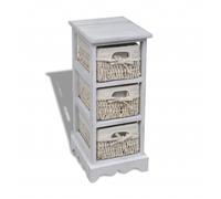 Wooden Cabinet with Weaving Baskets Storage Rack Drawer Cabint Shelving vidaXL