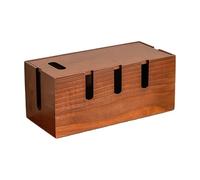 Wooden Cable Management Box with Ventilation Openings | Clinging Base Great for Desk Entertainment Stand and Bedroom Use, Keeping Home and Work Space Organized