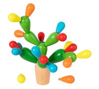 Wooden Cactus Stacking Game - 10 Inch Multicolor Stackable Puzzle Smooth Wood Segments Balance Structure Sensory Exploration Game | Impilator