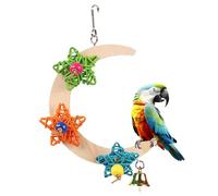 Wooden Cage Bird Perches | With Bell and Star Decorative Wooden Hammock Parrot Shape - Parrot Swing | For Gabon Gray Cockatoos Macaw Canary Lovebird Cockatiel Con