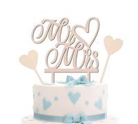 Wooden Cake Topper Wedding with Mr & Mrs Cake Decoration Heart Shaped Card Love Inserts Cake Toppers Suitable for Marriage Proposals Engagements Weddings Anniversaries