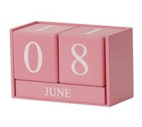 Wooden Calendar Blocks, 6.1inch Wood Month Date Display Calendar Blocks, Small Desk Perpetual Calendar, Desktop Ornament for Home Office Decor(Pink)