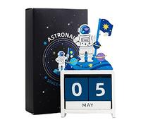 Wooden Calendar Blocks, Wooden Perpetual Calendar Countdown Month Date Block Cubes Calendar Cute Desktop Decoration(blue)
