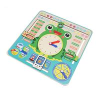 Wooden Calendar Clock Learning Toy Kids Educational Multifunctional Cognitive Toy with Date Week Month Weather Season Time for Childrens Time Management Early Learning