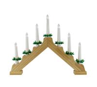 Geezy Wooden Christmas Candle Bridge Arch 7 Led Lights Battery Brown Window Sill Decor
