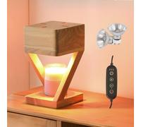 Wooden Candle Warmer Lamp,Modern Style Candle Warmer with Timer,Bedroom Home Decor Dimmable Wax Melt Warmer for Scented Wax with 2Pcs 50w Bulbs,Perfect for Jar Candles,Mom Gift