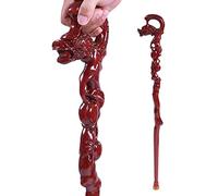 Wooden Cane Solid Walking Stick Crutch Natural Wood Walking Stick with Root Head, Carved Hand Grip Carved Cane Hand Carved Design Walking/Hiking for Elderly, Seniors