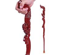 Wooden Cane Solid Walking Stick Crutch Natural Wood Walking Stick with Root Head, Carved Hand Grip Carved Cane Hand Carved Design Walking/Hiking for Elderly, Seniors