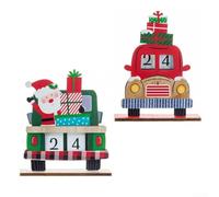 Wooden Car Countdown Calendar Perfect for Adding Joy to Christmas Festivities (Red)