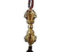 Wooden Car Key Pendant ，Car Peach Wood ，Esoteric Buddhism Item Wholesale Exquisite Pattern Pearl Pure Copper Vajra Auspicious Hanging Auto Decoration, Yellow