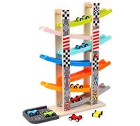 Wooden Car Ramp Toy, Parent-child Interactive Puzzle Toy 1 2 3 4 Year Old Inertia Track Gliding Car Suitable for Boys and Girls' Birthday Gifts-B2