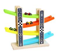 Wooden Car Ramp Toy, Parent-child Interactive Puzzle Toy 1 2 3 4 Year Old Inertia Track Gliding Car Suitable for Boys and Girls' Birthday Gifts-A0