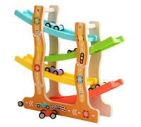 Wooden Car Ramp Toy with 6 Mini Car Creative Montessori Educational Toys Multi-Purpose 4 Level Race Track Children Early Learning Game Set