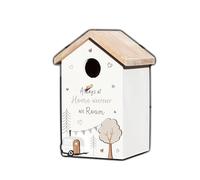 Wooden Caravan Bird House White Garden Nesting Box Wall Mounted Feeder Station