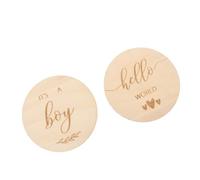 Wooden Cards 2pcs Set, 10cm Diameter Round Growth Commemorative Discs for Newborn Boys, Monthly Photo Props for Growing Up