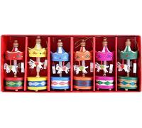 Wooden Carousel Horse Ornament Merry Go Round Christmas Room Decoration Kids Gift Premium Wooden Material Painted Exquisite Workmanship 6pcs Per Pack Mixed Color