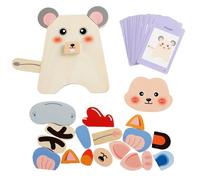 Wooden Cartoon Puzzle - Animal Building Blocks Board, Educational Toy, Interactive Learning Aid | Classroom Preschool Kindergarten Game For Boys Girls Kids Students Home Nursery Indoor Travel Holiday