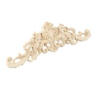 Wooden Carved Applique for DIY Furniture and Home Décor, Unpainted Rubber Wood Moulding Trim for Cabinets, Doors, Walls, Mirrors, Classical Hand-Carved Decorative Panel, 30x8.5cm Wood Colour