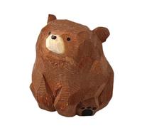 Wooden Carved Bear Figurines, Cute Small Bear Figurines, Hand Carved Wooden Bear Ornament, Standing Tabletop Ornaments Collectible, Wooden Animal Decor for Bookshelf, Coffee Table, Bedside