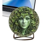 Wooden Carved Goddess Figurine - Desk Ornament, Ancient Forest Lady, Rustic Table Art, Mythical Divinity Wrapped Vines, Home Decor, Zen Meditation Space, S