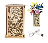 Wooden Carved Lego Flower Vase with Hollow Design -Artistic Display Stand for Lego Flowers, Perfect Vase for Lego Bouquet, Ideal Gift for Flower Lovers