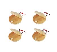 Wooden Castanet, Percussion Instrument - 4Pcs Hand Finger Castanets, Wood Castanets Classroom DIY Rhythm Music Musical Instrument