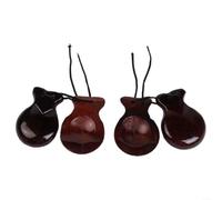 Wooden Castanets Set of 2 Professional Hand Percussion for Spanish Dance Music Classes Long-lasting Elastic Cord Grip 3.46 Inch(Brown)