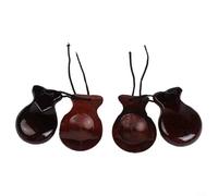 Wooden Castanets Set of 2 Professional Hand Percussion Instruments - Spanish Flamenco Clappers Rhythm Practice Dance Accessories 3.46 Inch(Brown)