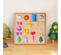 Wooden Castle Building Blocks Set, 31PCS Educational Construction Toy with Colorful Inserts for Toddlers - Fun and Creative Learning Activity