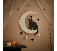 Wooden Cat and Moon Wreath