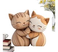 Wooden Cat Decoration - Cat Sign Animal Table Decoration Couple Cats Sign Cat Desk Decoration Cute Cat Decoration Wooden Pair Cats Animal Figure for Table