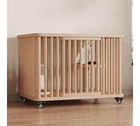 Wooden Cat Enclosure with Jump Platform, Breathable Indoor Pet Fence for Multiple Cats, Storage Top