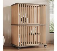 Wooden Cat Enclosure with Jump Platform, Breathable Indoor Pet Fence for Multiple Cats, Storage Top Design